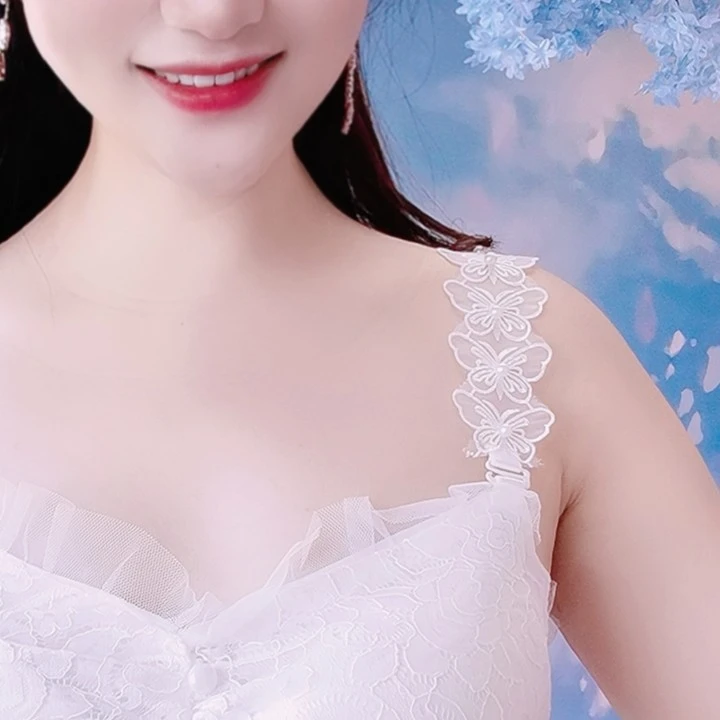 【香初】蝴蝶花朵珠珠肩带（女士调整型甜美连衣裙吊带裙适用百搭）