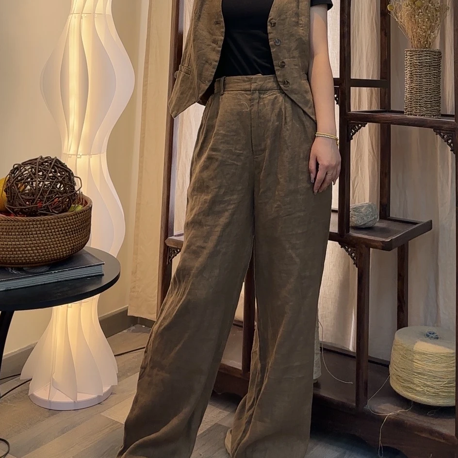 气质亚麻 短裤 长裤网红时尚休闲百搭复古修身款  女款