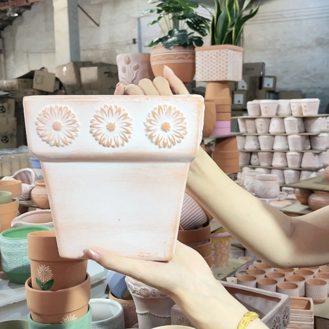 【闪购商品】红陶20CM（含）-50CM（不含）复古方形向日葵18-17