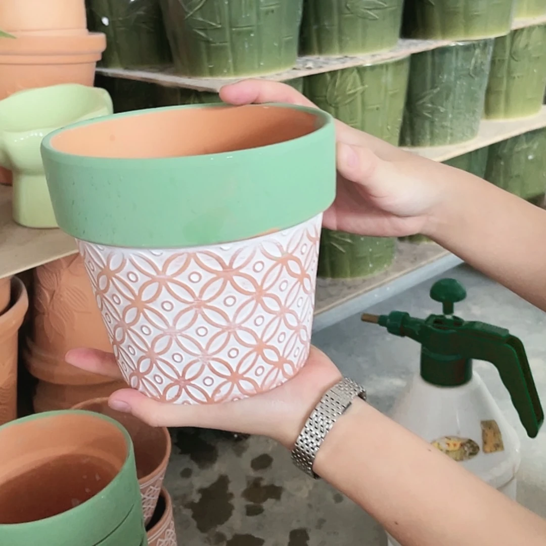 【闪购商品】红陶20CM（含）-50CM（不含）微瑕绿边铜钱15-13