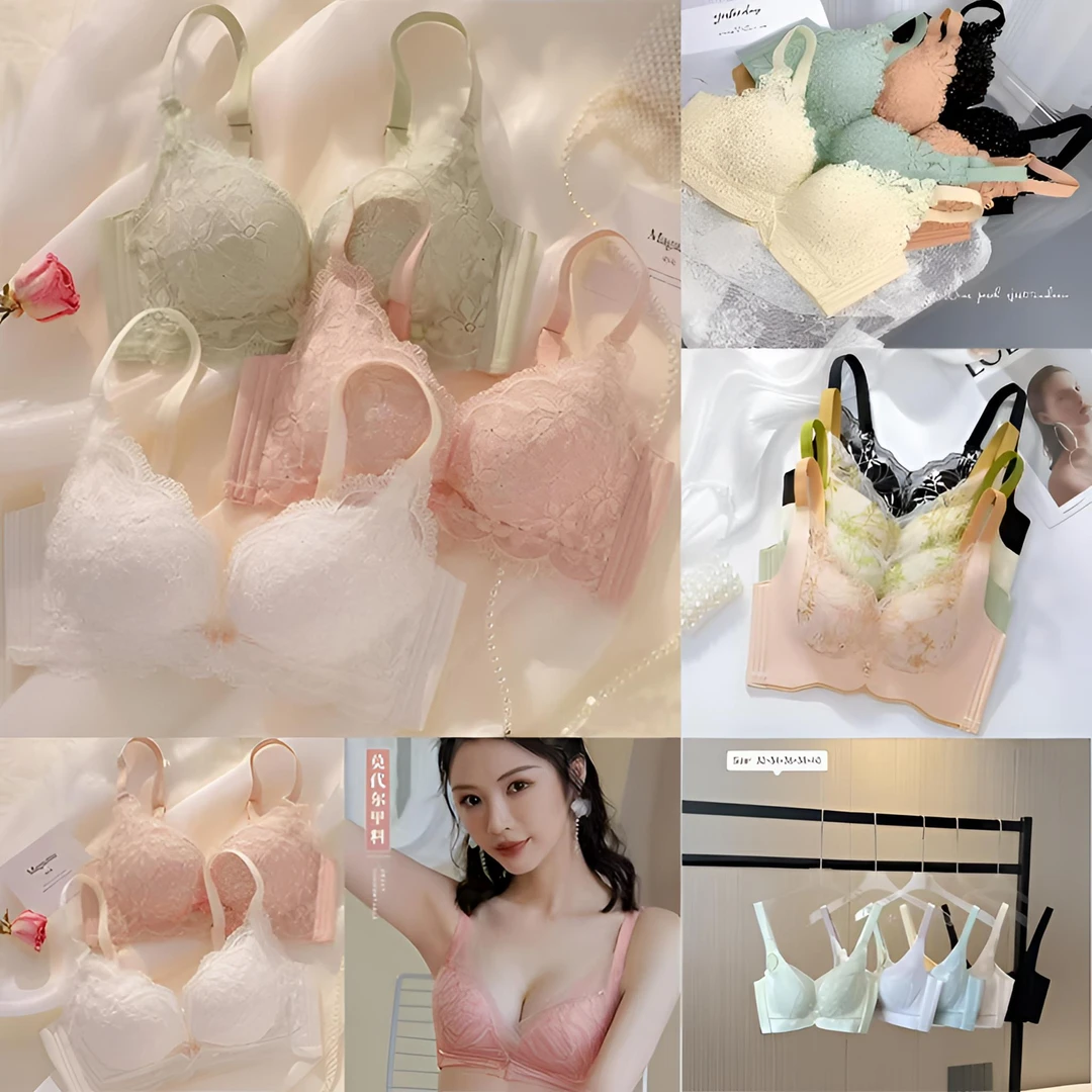 （001-100）调整型上托聚拢时尚厚杯蕾丝女士内衣舒适小胸透气