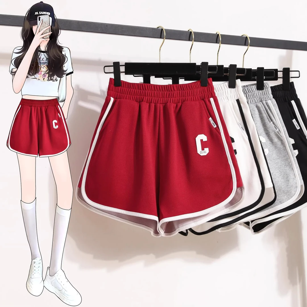 运动短裤女夏季外穿宽松辣妹小个子高腰显瘦阔腿裤子休闲a字热裤