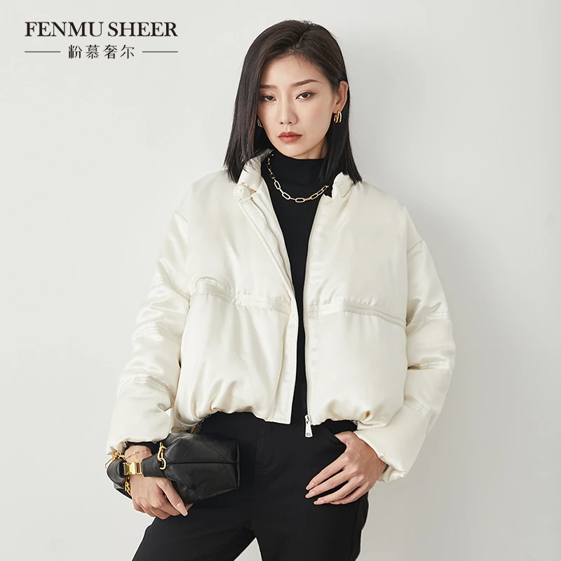 【格一专属】粉慕奢尔『云朵泡芙』白鹅绒服中式醋酸短款外套-Y1690