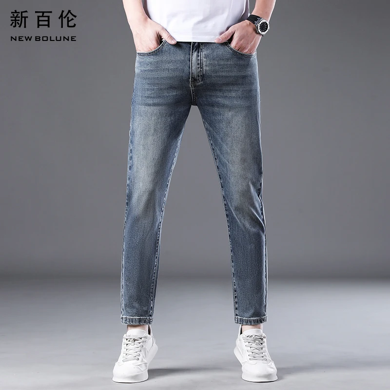 新百伦秋季怀旧牛仔裤男2024新款弹力百搭修身直筒男款休闲长裤潮
