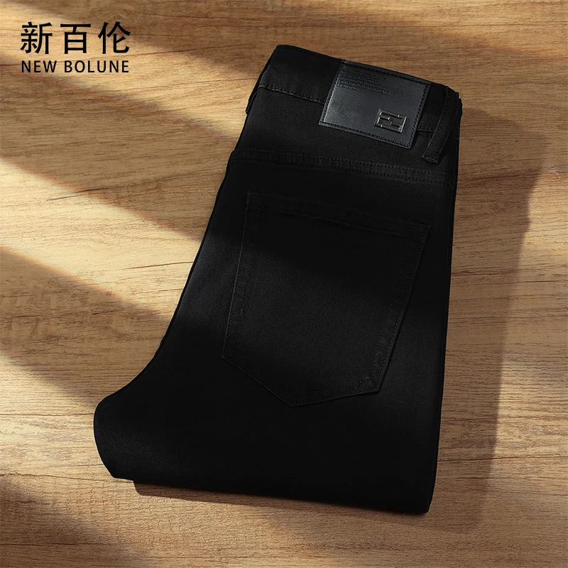 黑色修身牛仔裤男2025春夏新款轻奢直筒弹力休闲百搭男款潮流长裤