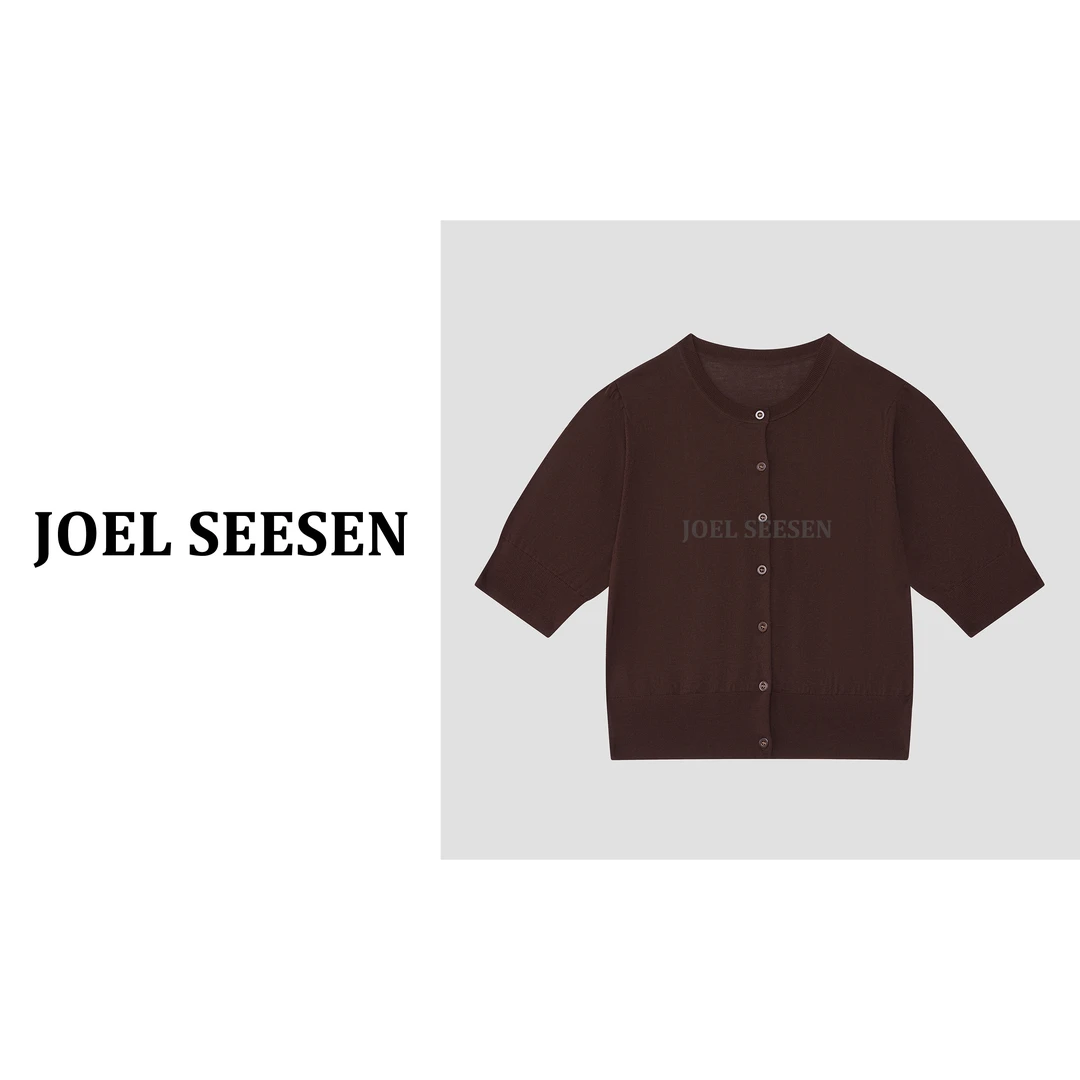 圆领中袖女士时尚针织百搭精纺羊毛开衫23187