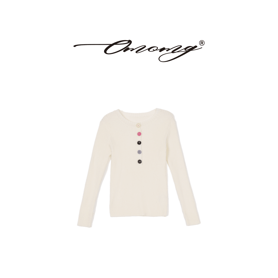 OMOMG女童毛衣针织衫长袖轻奢时尚设计师圆领秋冬套头百搭