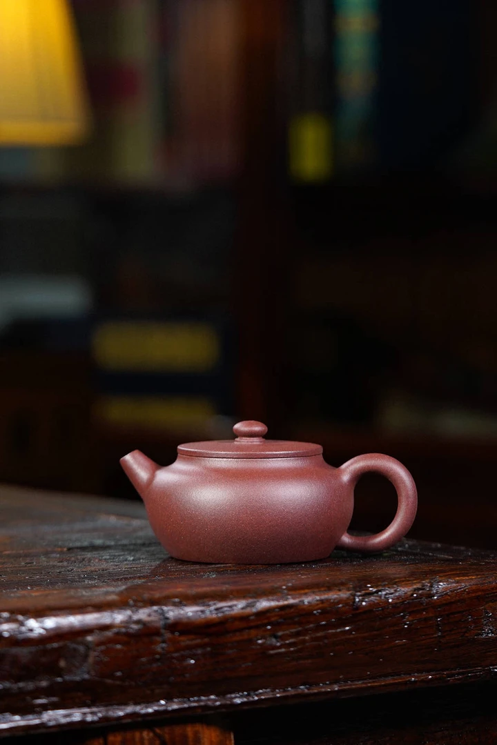 扁石壶茶壶带把紫砂壶紫砂选用底槽清中华精工制作容量200cc