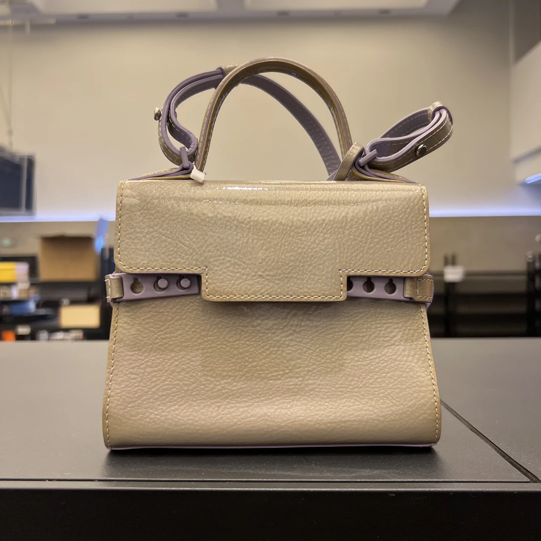 95新 Delvaux/德尔沃 Delvaux德尔沃 深灰漆皮手提斜挎包 K38261