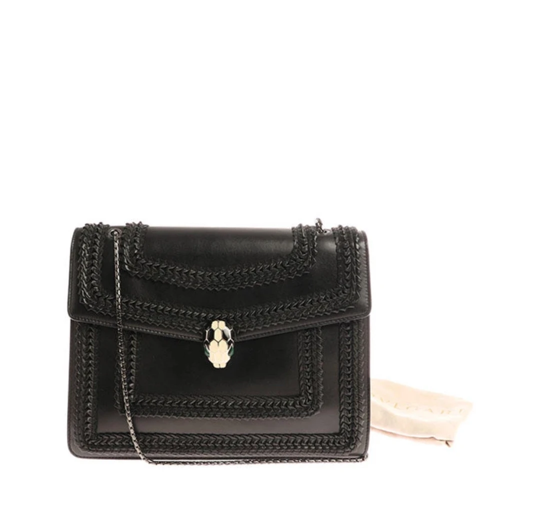 95新 BVLGARI/宝格丽 宝格丽 黑色蛇头单肩斜挎包 38261