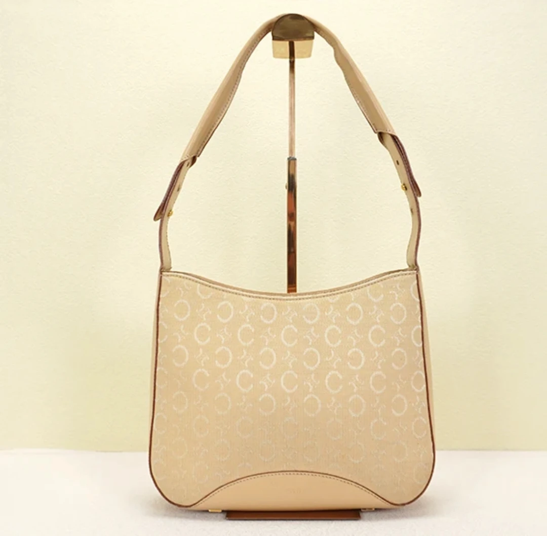 95新 Celine/思琳 CELINE/赛琳 黄色印花腋下包 12004