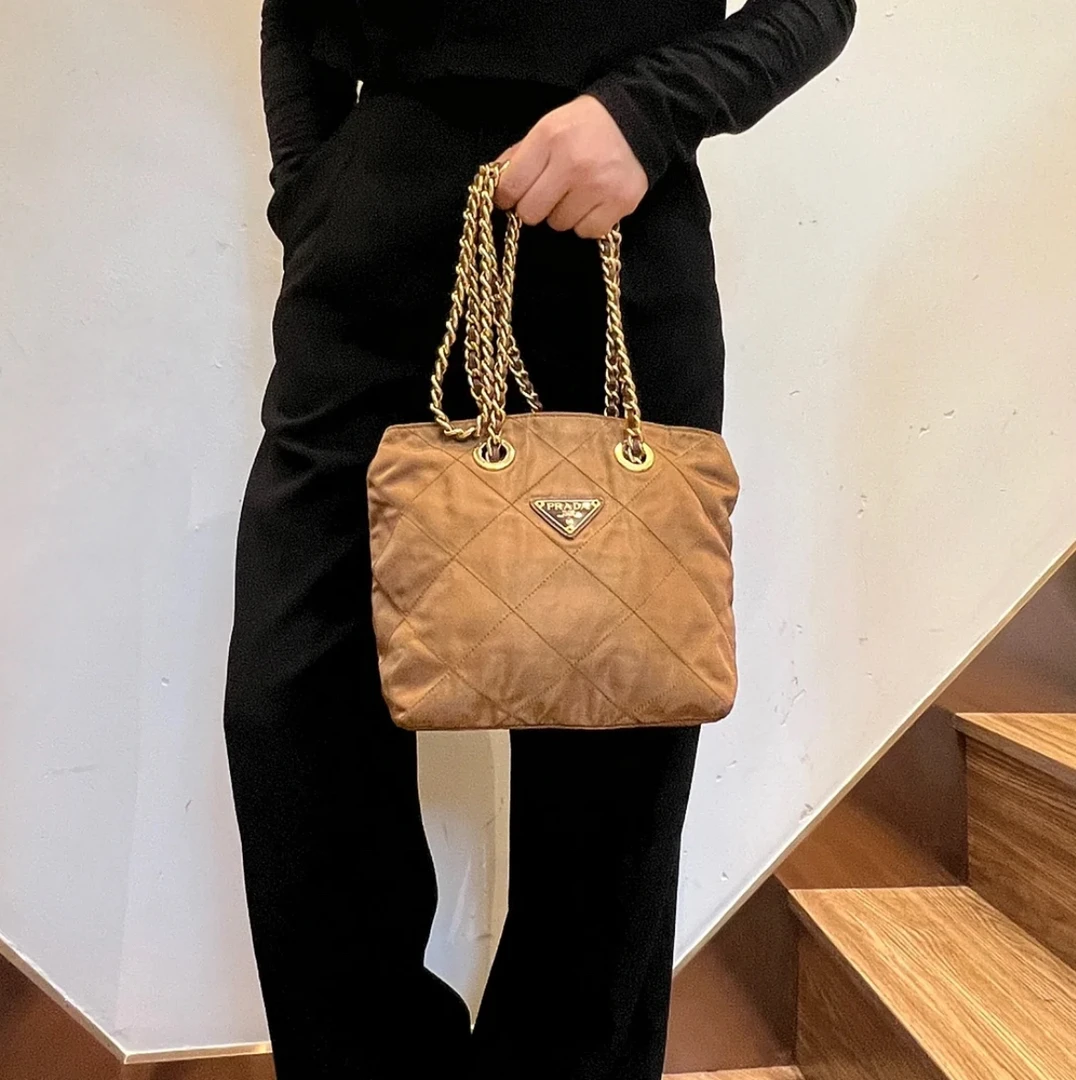 95新 Prada/普拉达 普拉达 焦糖色降落伞单肩包 W24163