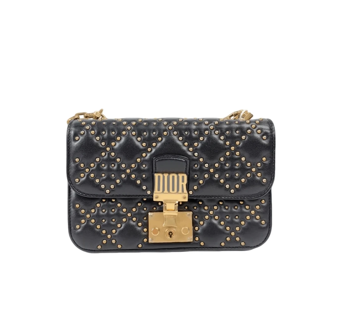 95新 DIOR/迪奥 Dior迪奥黑金铆钉链条包 X55163