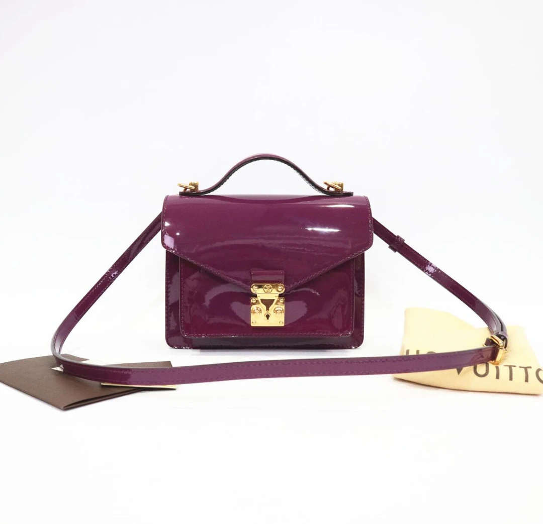 95新 LouisVuitton/路易威登 LV 紫色漆皮邮差包 Q25184