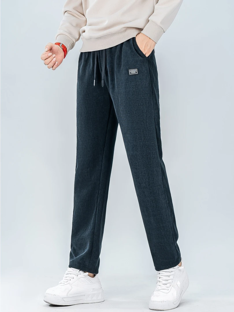 时尚休闲裤裤舒适耐磨百搭质感直筒博奥绒裤子男士男款裤子秋冬