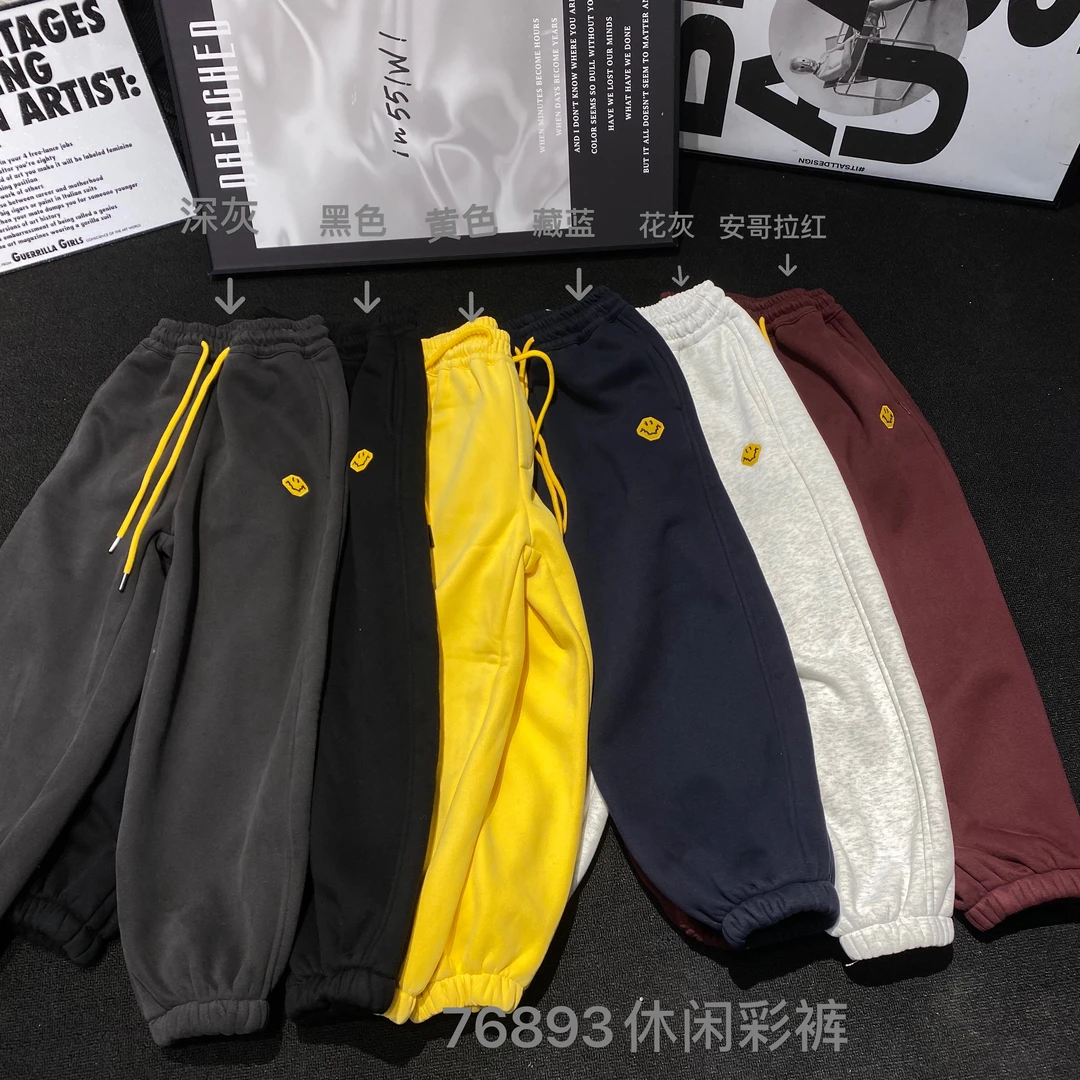 【H93潮牌卫裤】男女冬季2024新款儿童潮流加绒童装卫裤休闲裤76893