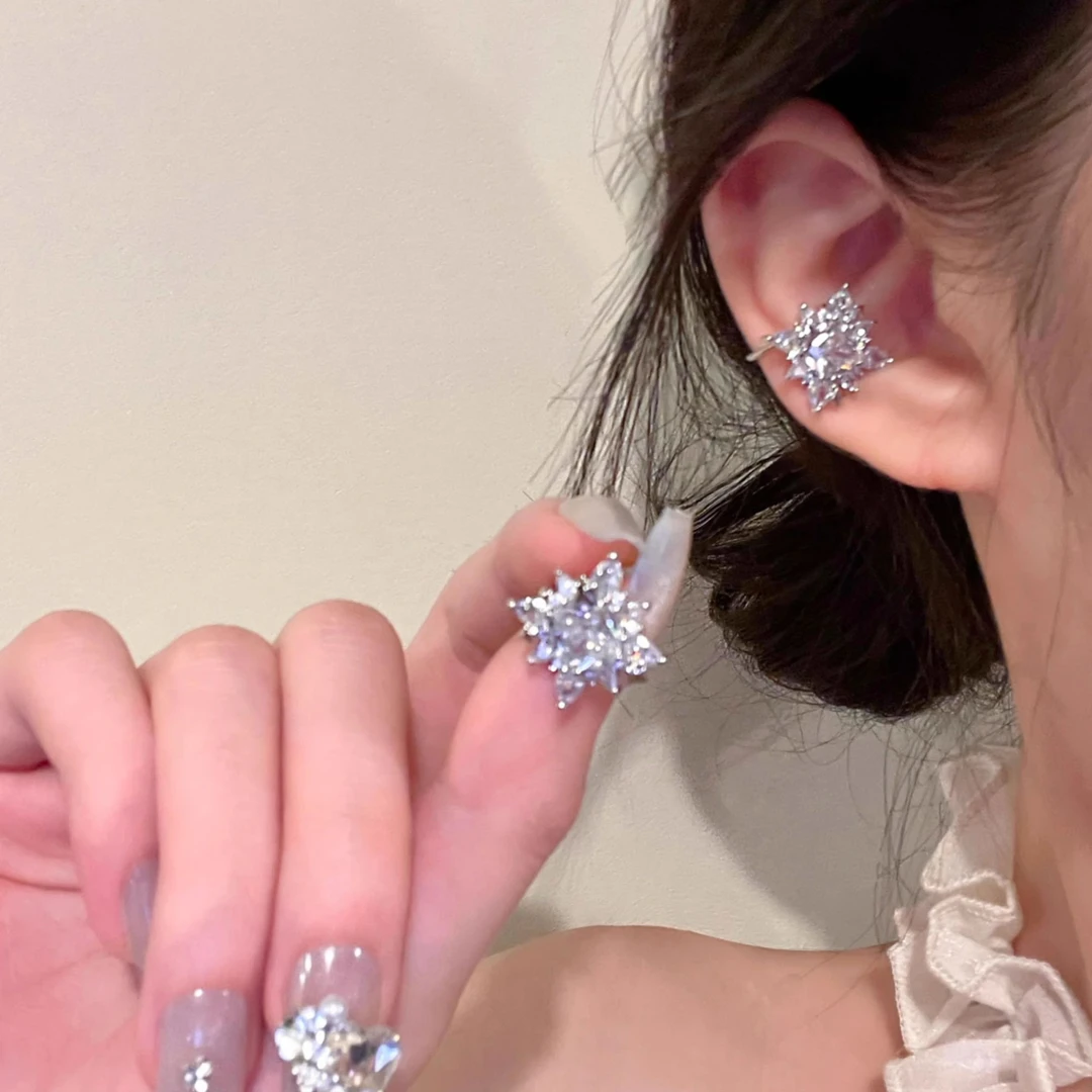 锆石星星耳夹女无耳洞新款小众耳骨夹气质轻奢耳钉独特耳饰耳环
