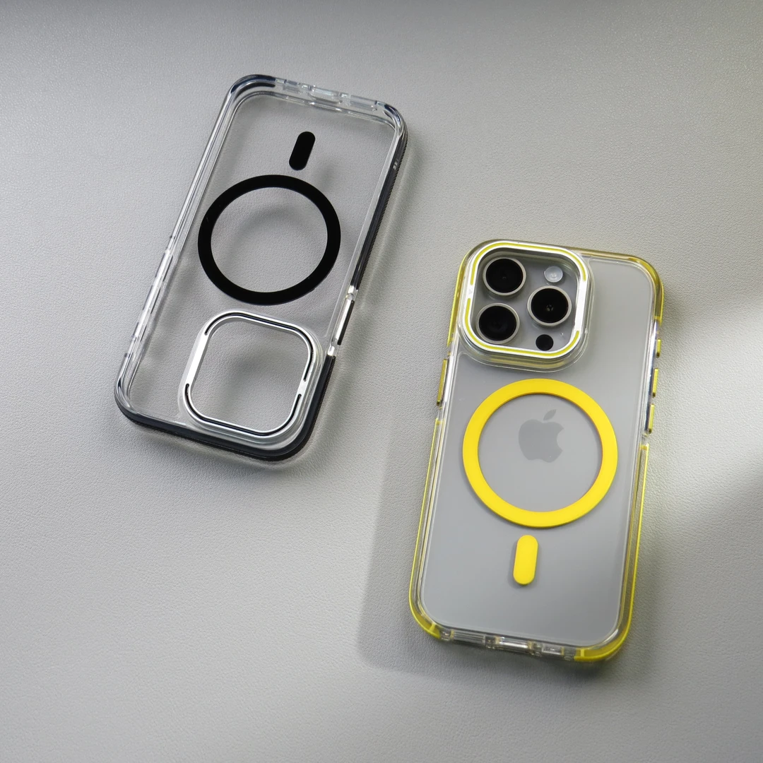 高端透明创意合金支架iPhone15promax磁吸手机壳苹果14pro防摔13