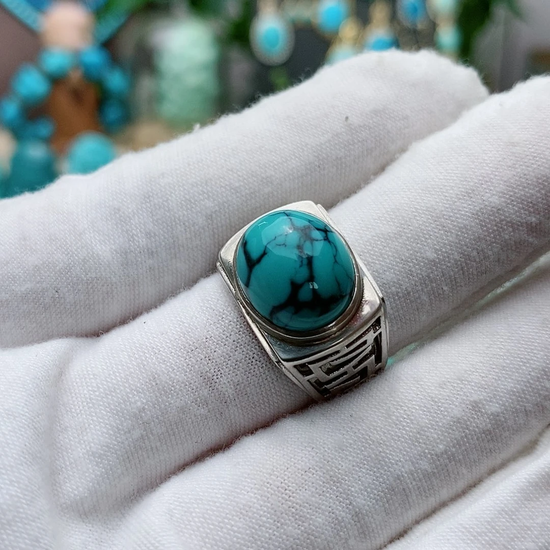 绿松石珠宝奇石银S925镶嵌