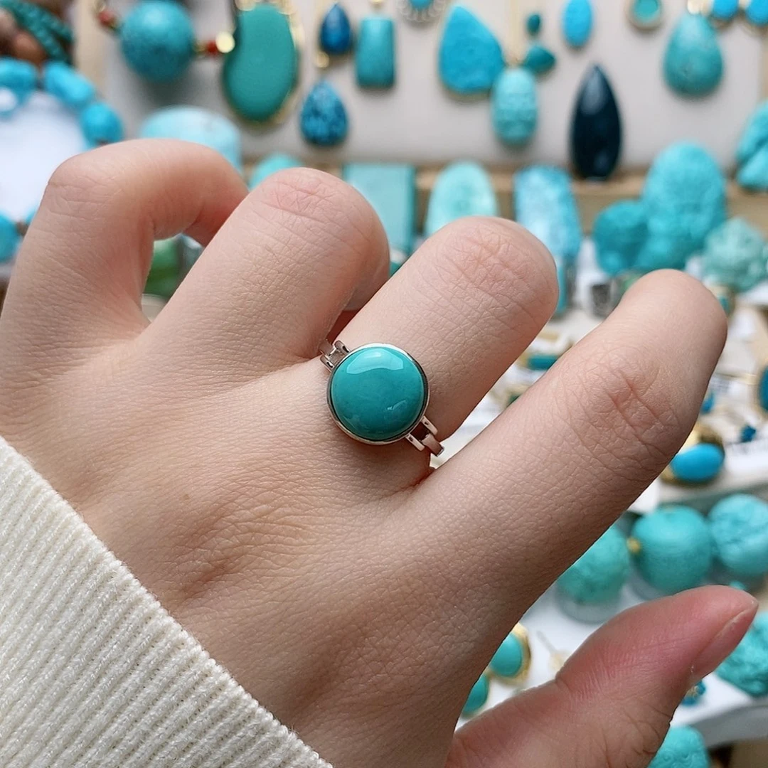 绿松石戒指银S925镶嵌