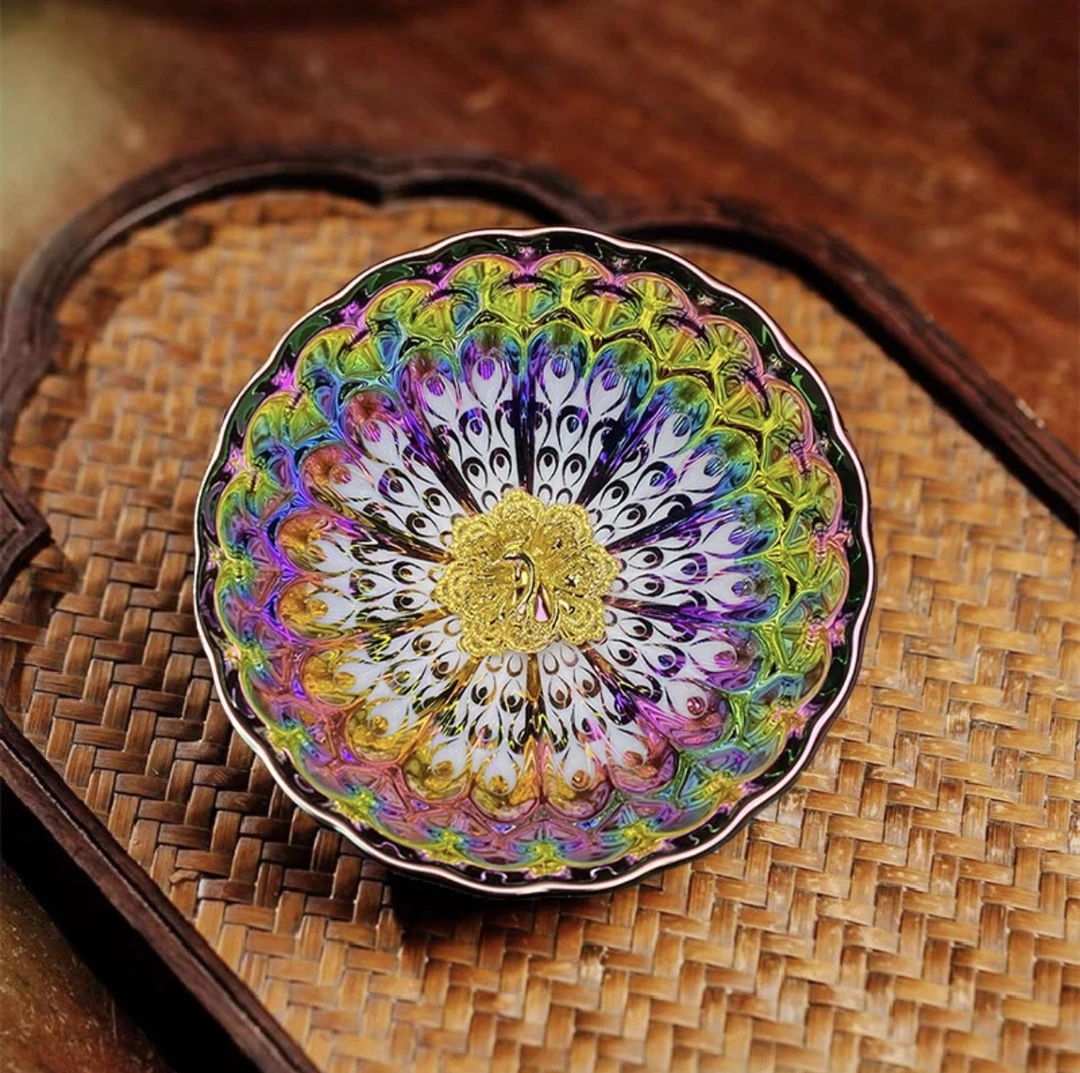 七彩太阳花孔雀茶杯