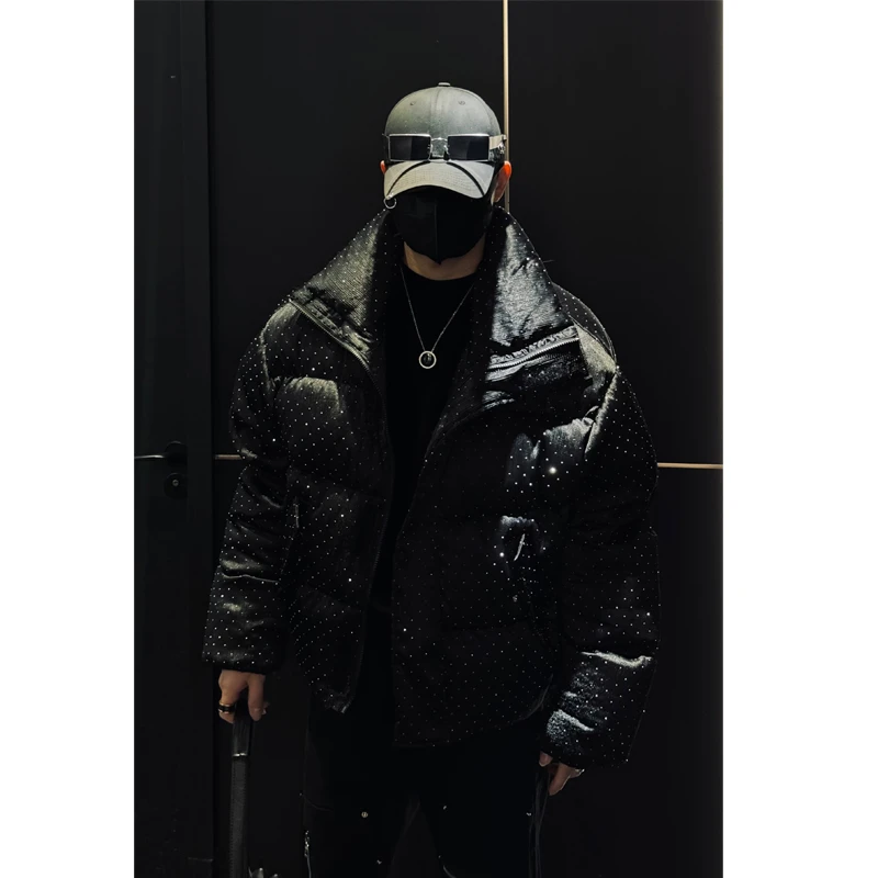 尚锋男装9031冬季新款加厚保暖棉衣星空烫钻潮流时尚立领棉服男