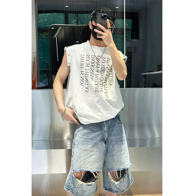 尚锋男装 MJ01夏季新款设计款字母印花潮流时尚休闲透气无袖背心