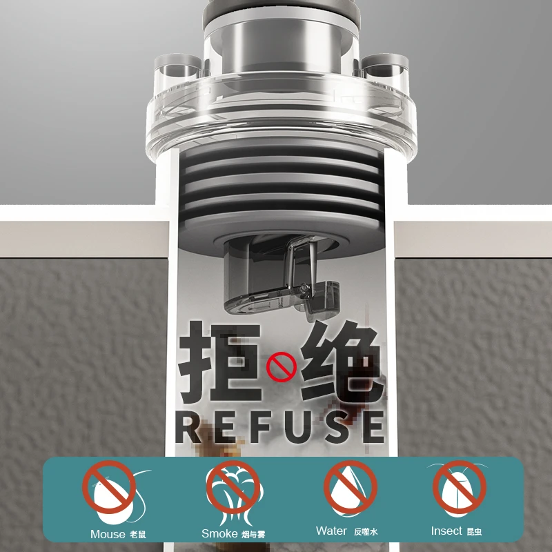 贺尚厨房下水管三通即插即用脸盆下水防臭防虫下水管防臭密封塞