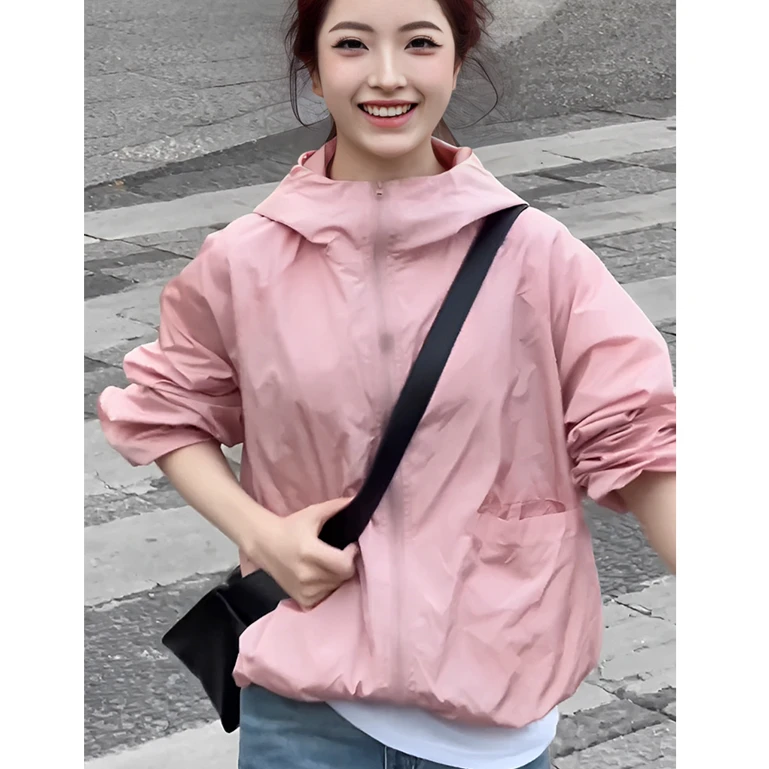 休闲夹克女2024新款韩版百搭连帽运动衣外套小个子短款显瘦春秋潮
