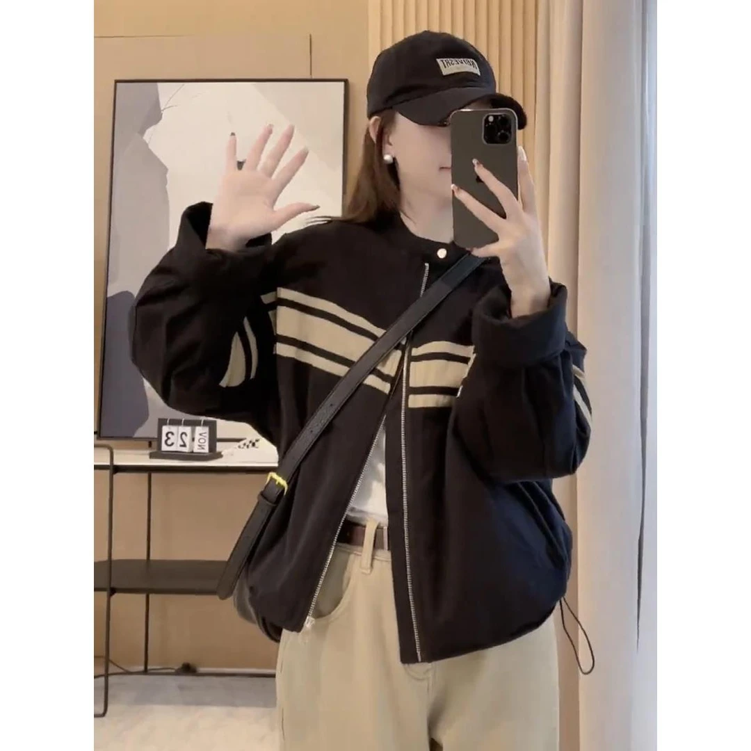 美式复古夹棉加厚立领夹克棒球服外套秋冬款棉衣棉服短款冲锋衣女