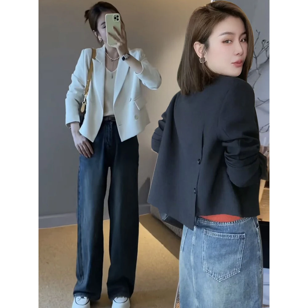 高级感短款小个子西装外套女2025春秋新款小众设计感休闲西服上衣