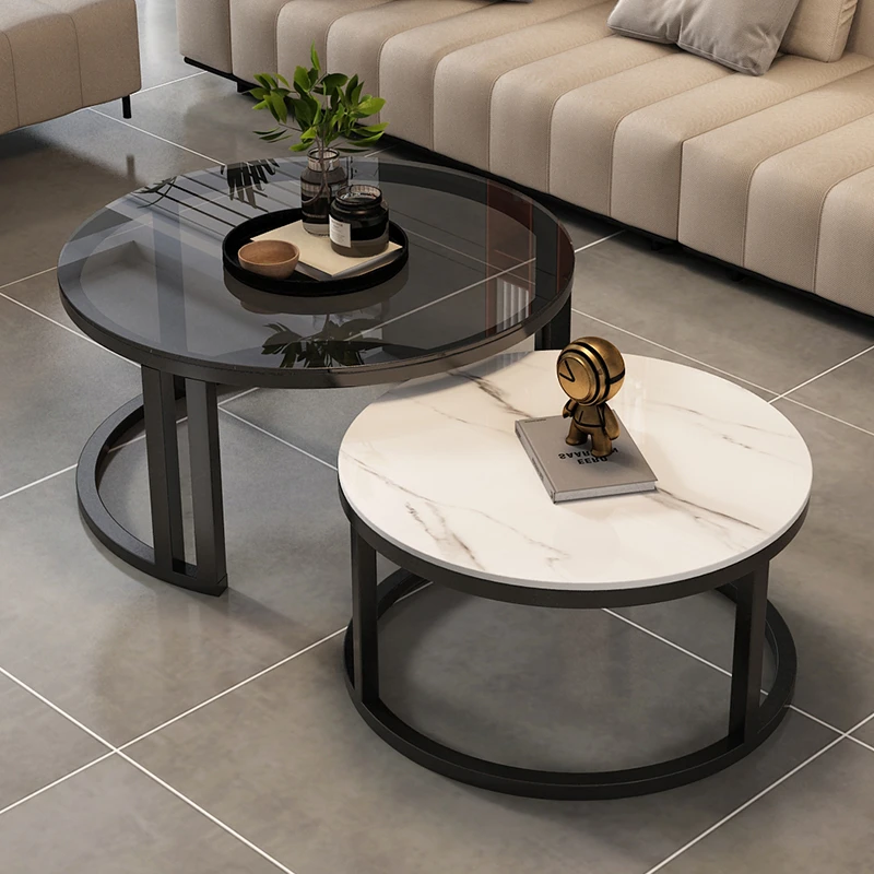 爆款茶几轻奢简约现代客厅家用小户型北欧边几大理石岩板圆形小茶