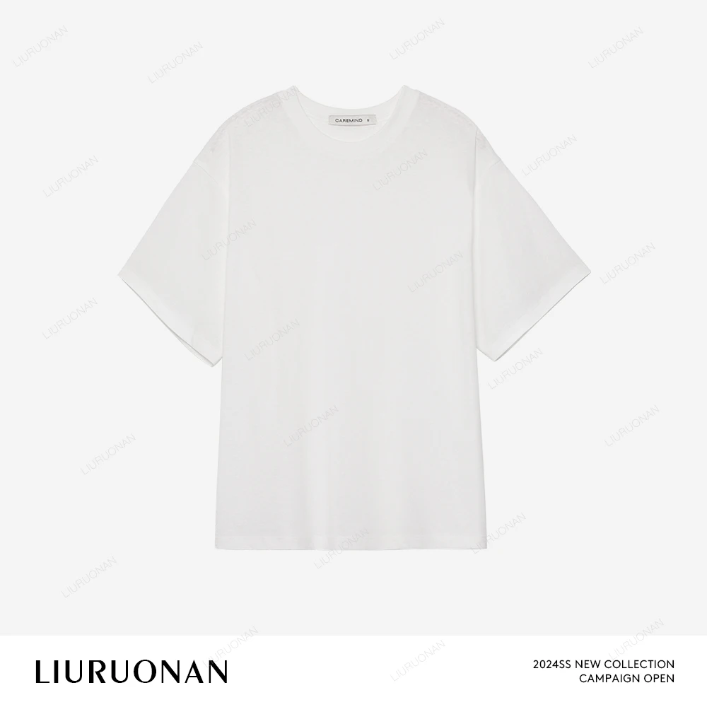 LIURUONAN 24SS 雪花点棉感短袖T恤女宽松百搭白T上衣亲肤打底