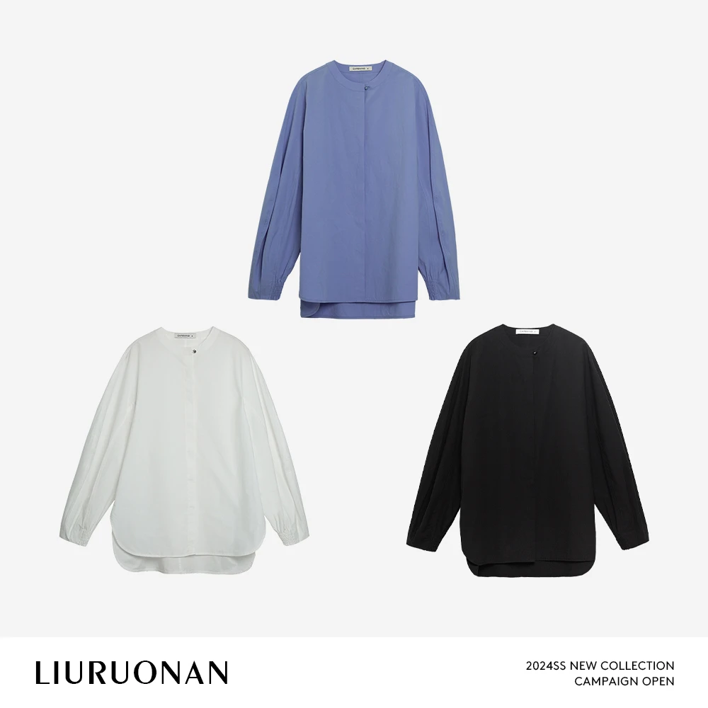 LIURUONAN 24SS 【霜棉衬衣】中式立领连袖衬衣高级感春季女装衬衫