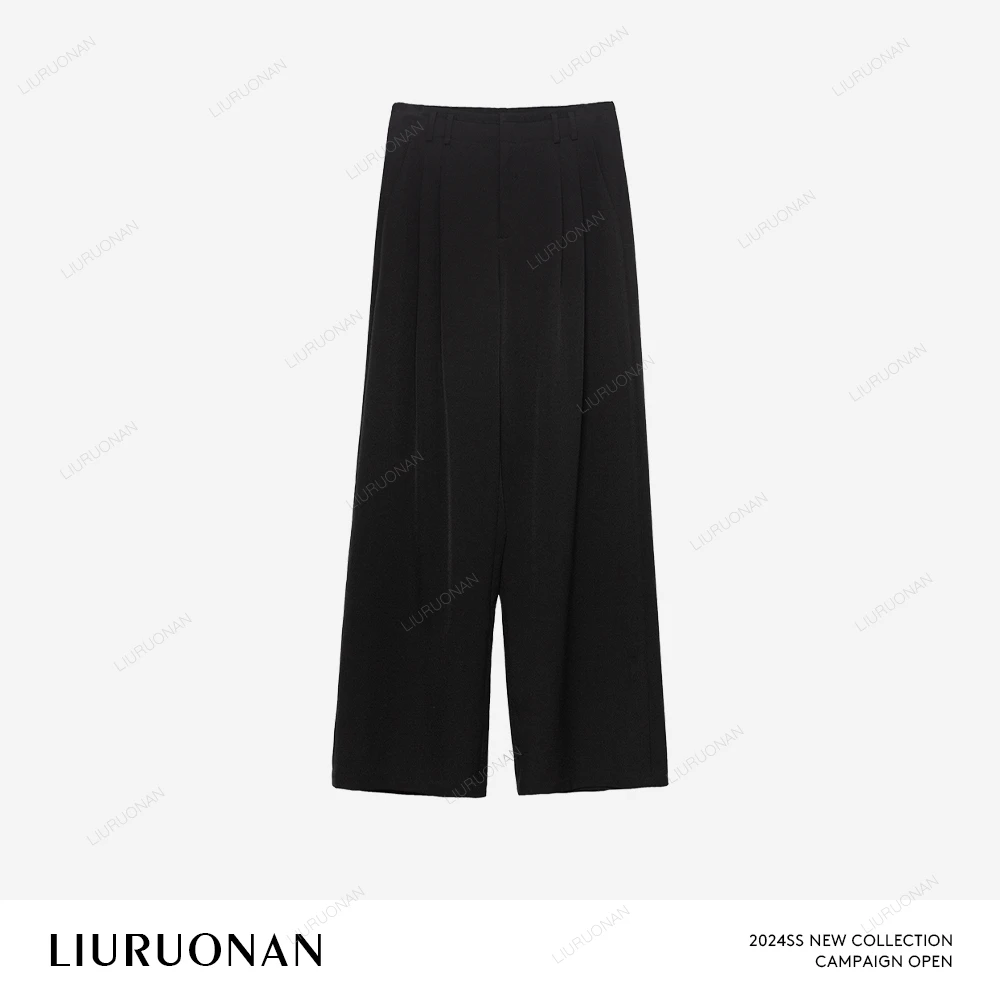 LIURUONAN 24SS【黑色神裤4.0】显瘦西裤宽松直筒休闲垂感抗皱长裤