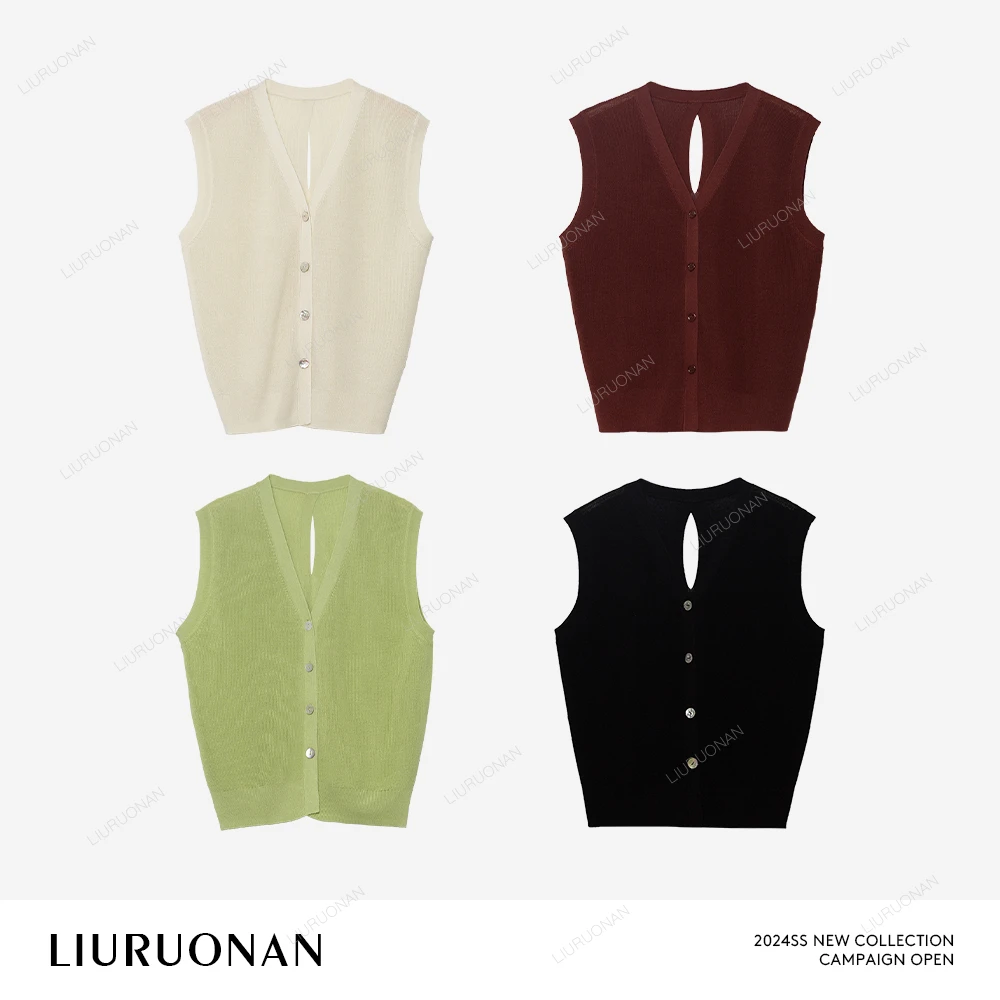 LIURUONAN 24SS 【水滴衫】无袖V领针织背心女显瘦外穿坎肩马甲