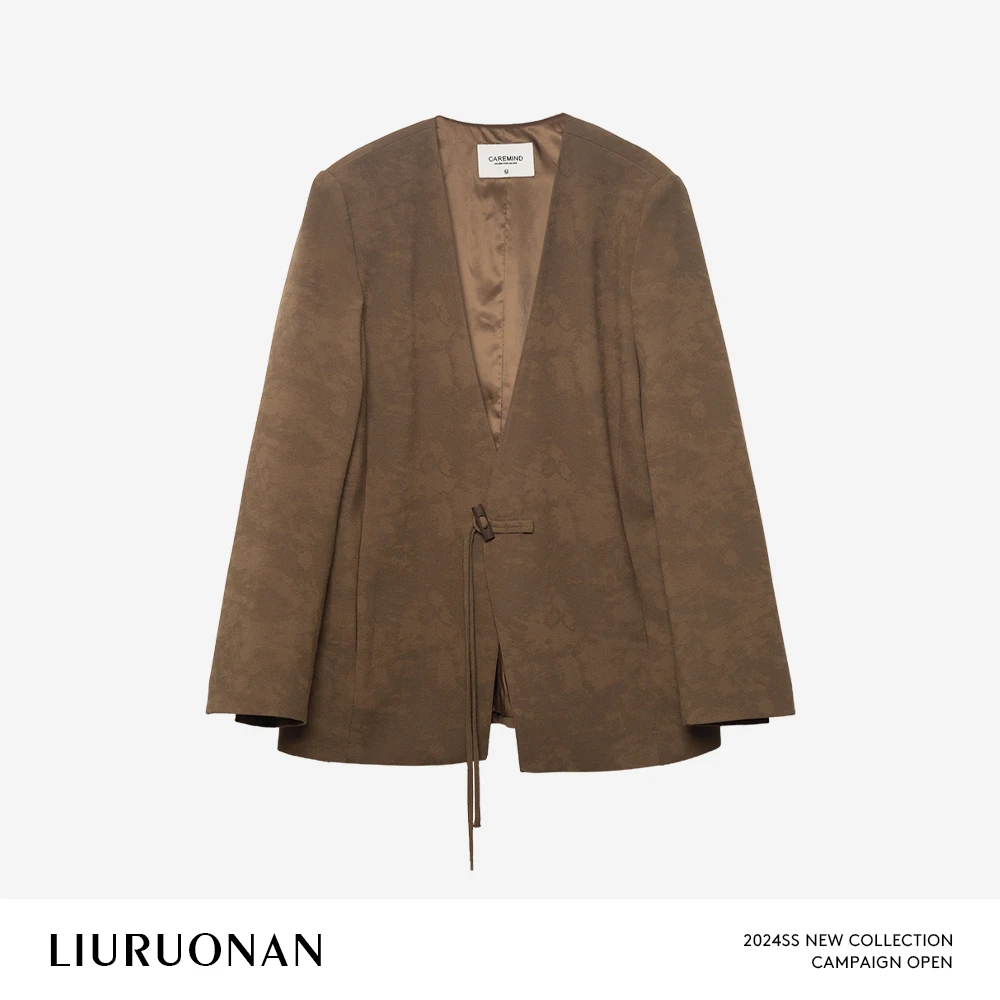 LIURUONAN 24SS 新中式无领盘扣西装外套显瘦春季新款长袖外套女