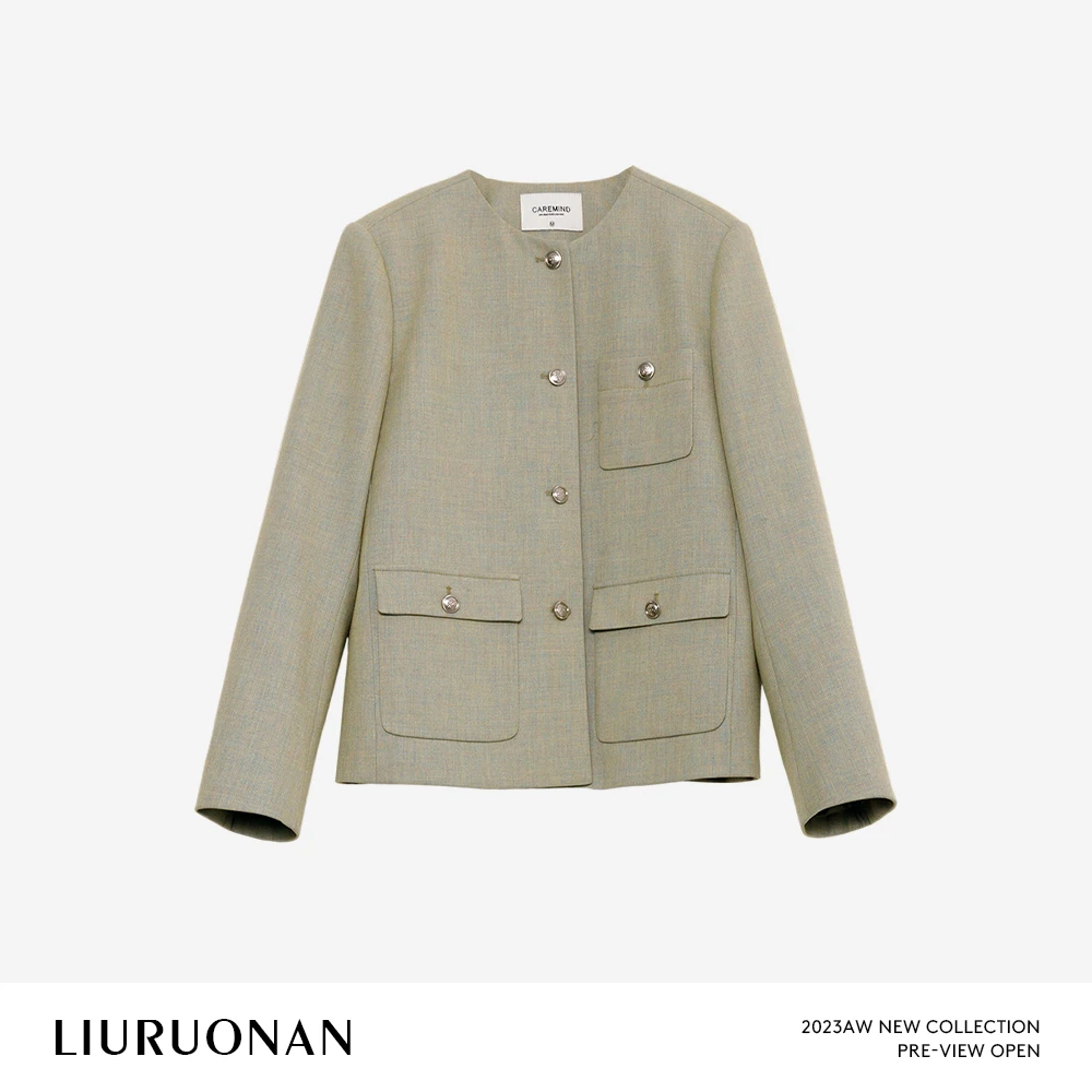 LIURUONAN 23AW 彩纱别致小众设计感西装外套女秋款长袖西服上衣