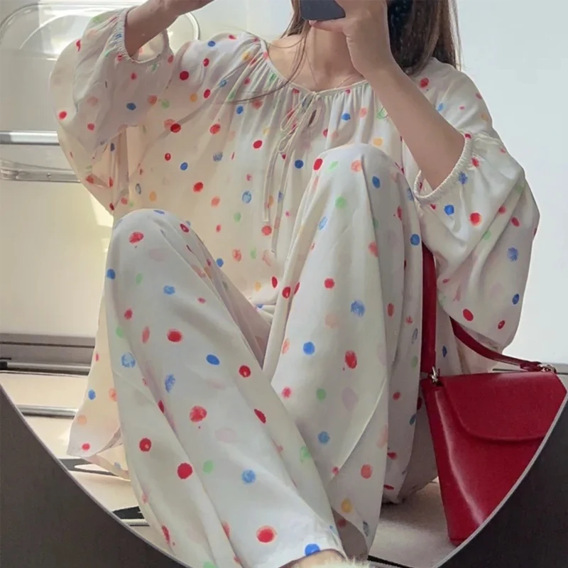 2025高品质（口袋版）棉绸套头睡衣女套装睡衣空调服宽松慵懒风