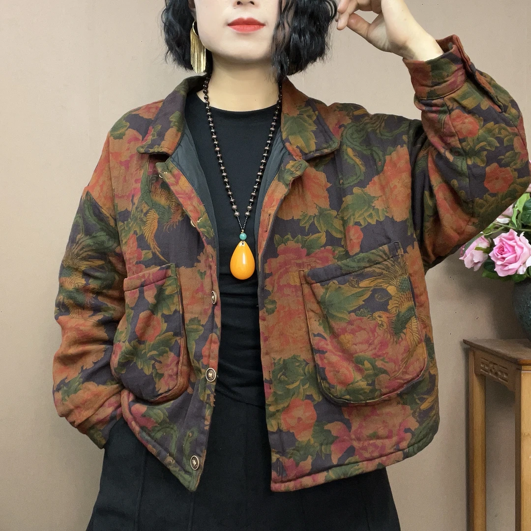 ZX049网红新款宽松大码碎花棉服外套复古文艺休闲百搭女士棉衣