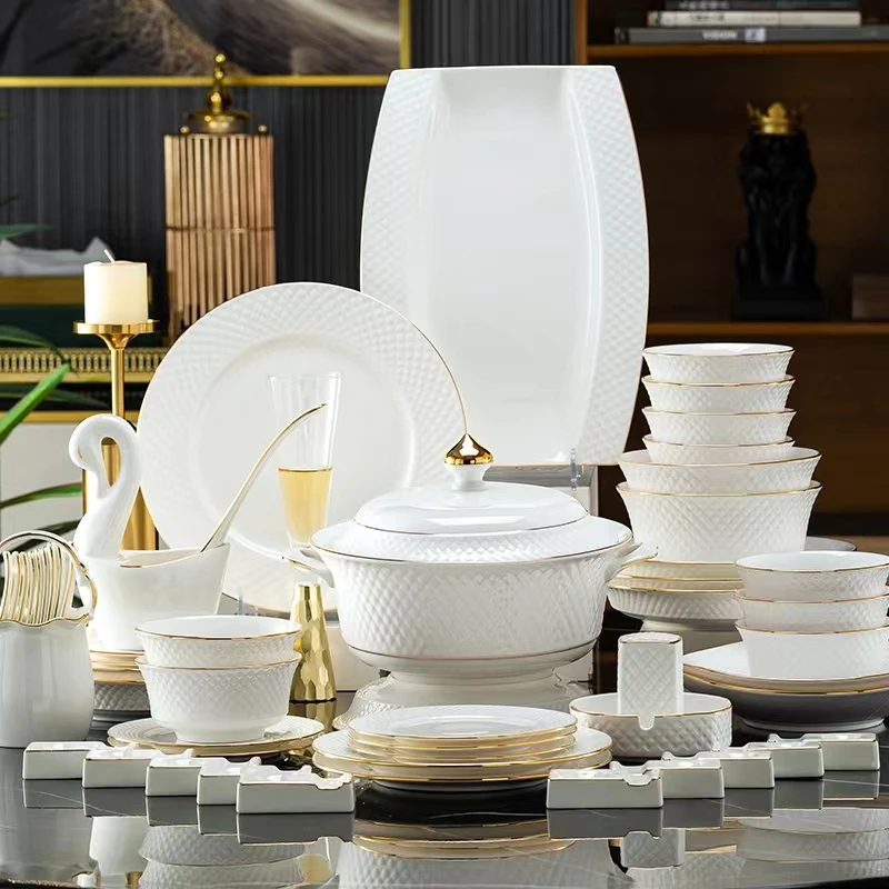 【双旦活动爆款】芳华世玉66+6件釉下彩骨瓷家用轻奢景德镇陶瓷乔迁