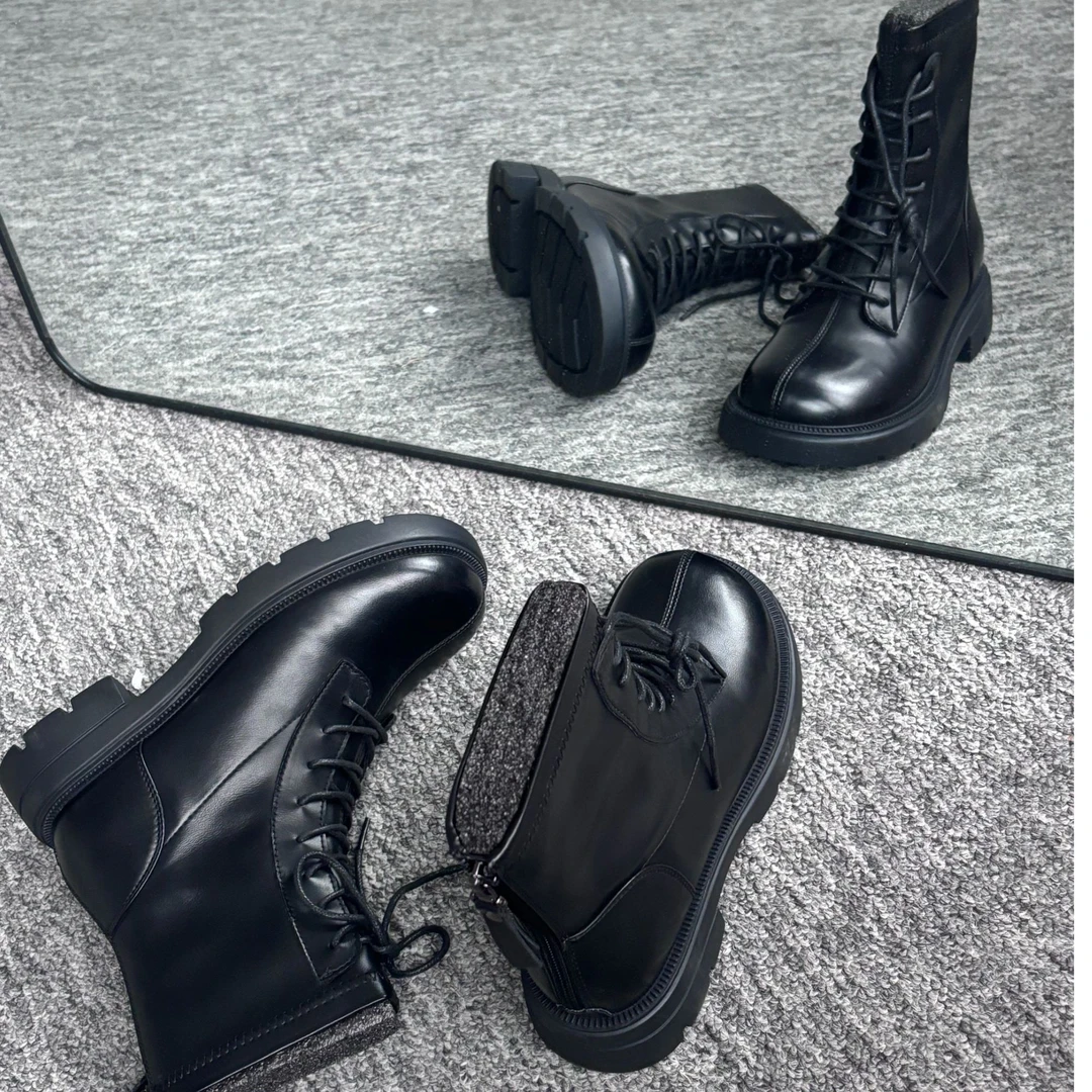 品牌撤柜高货细带短靴黑色不加绒四季款