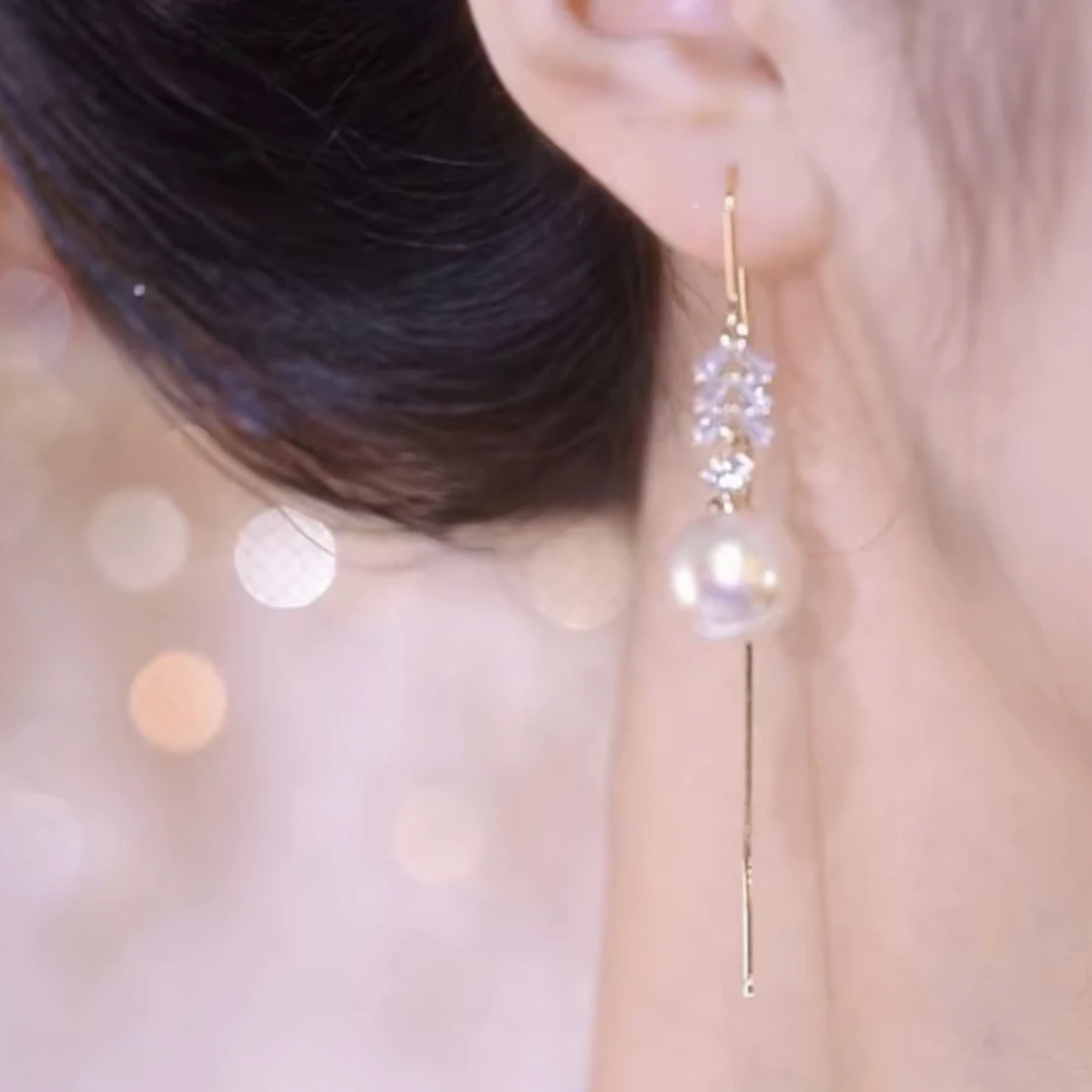 铜合金仿珍珠耳饰 817卷珠帘时尚百搭耳线