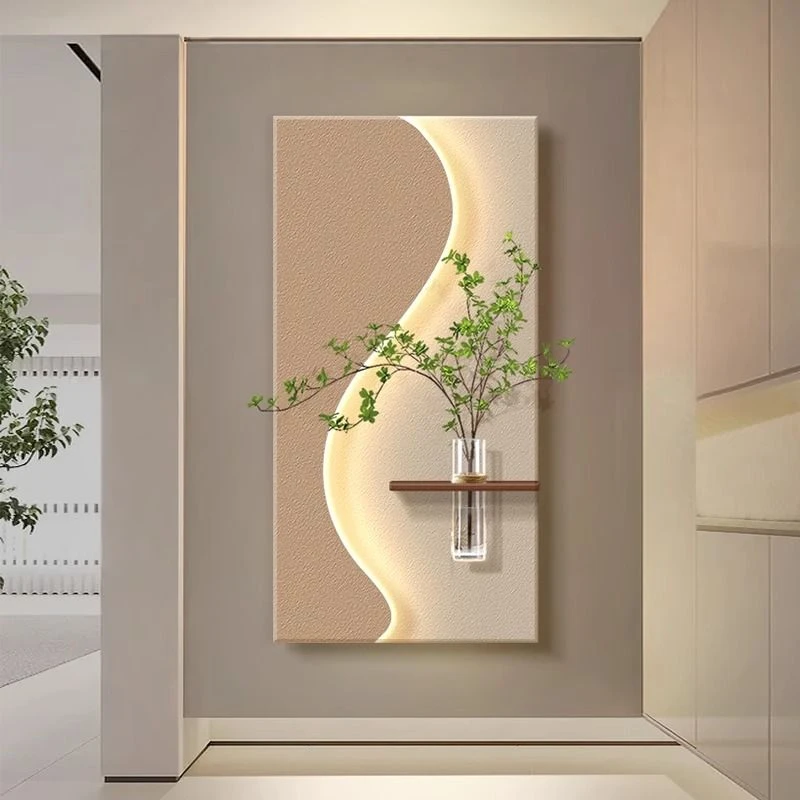 水培绿植玄关装饰画壁灯奶油风走廊尽头led灯挂画diy可养花的砂岩