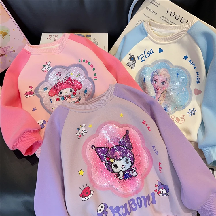 【现货】女童卫衣春装儿童爆款长袖上衣女孩卡通亮片衣服 ZXA1050