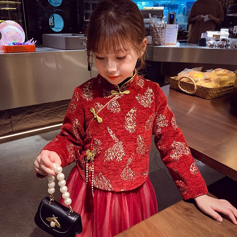 【宠粉浮力】女童汉服中国风新年裙冬装儿童拜年服公主裙套装M23160
