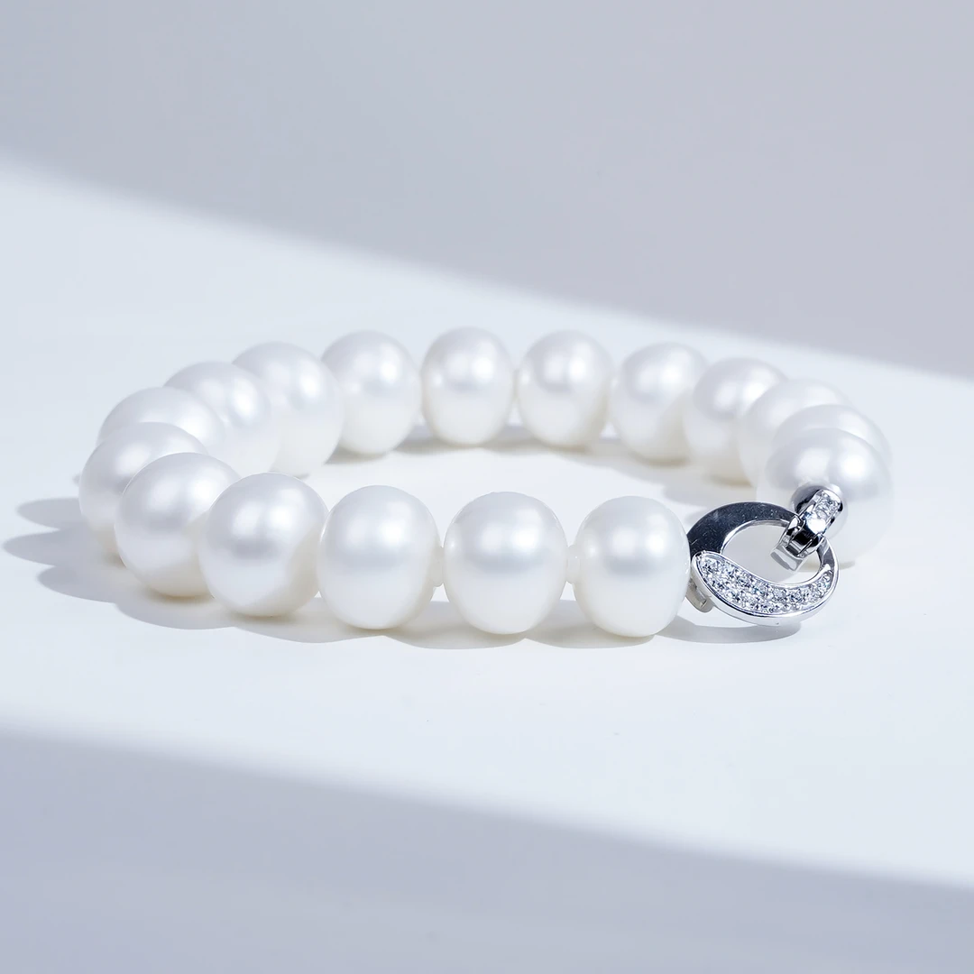 13-15mm思缘C66无核 S925银天然淡水珍珠手链经典百搭气质21cm