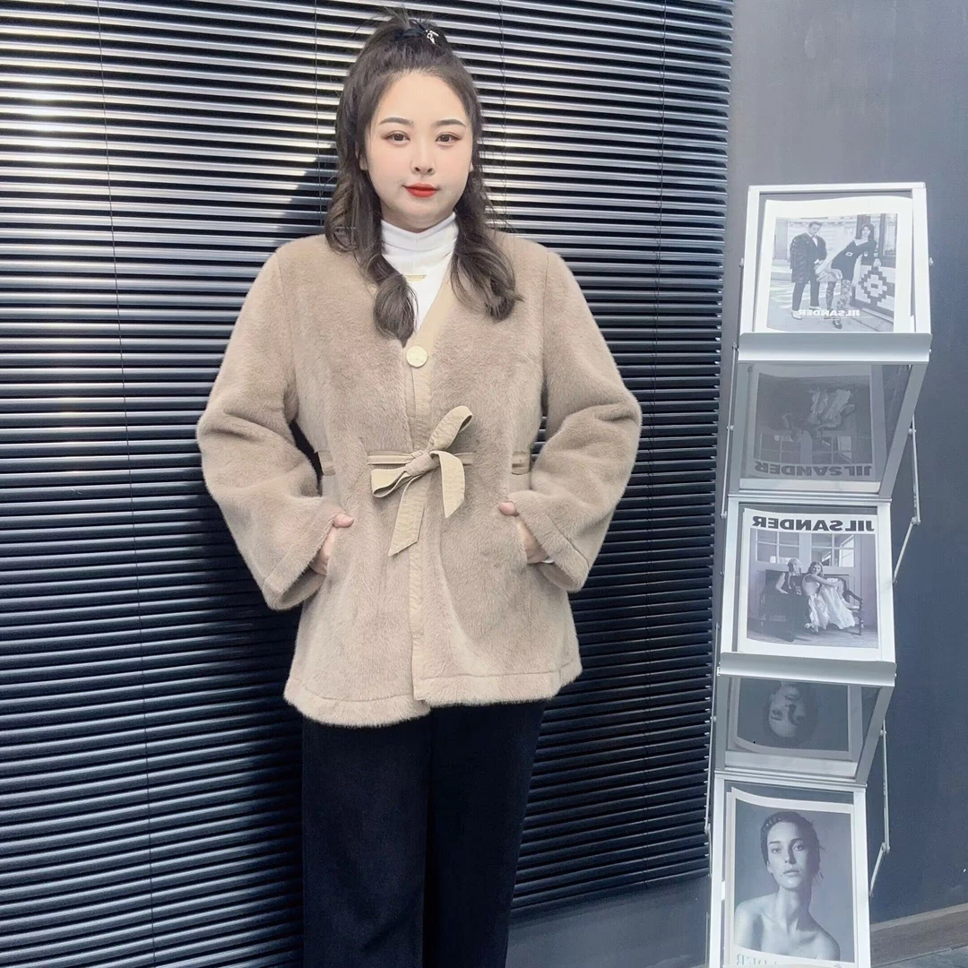 2023冬季新款时尚百搭毛毛大衣女皮毛一体洋气宽松仿貂皮外套风衣