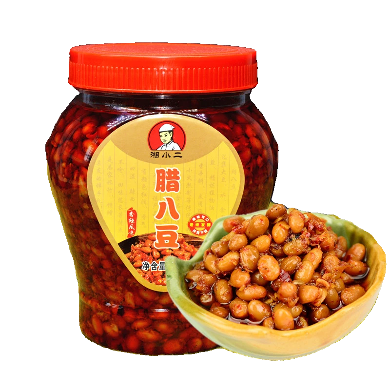湘小二香辣腊八豆1kg微辣即食拌饭湖南特产古法黄豆酱豆瓣酱下饭