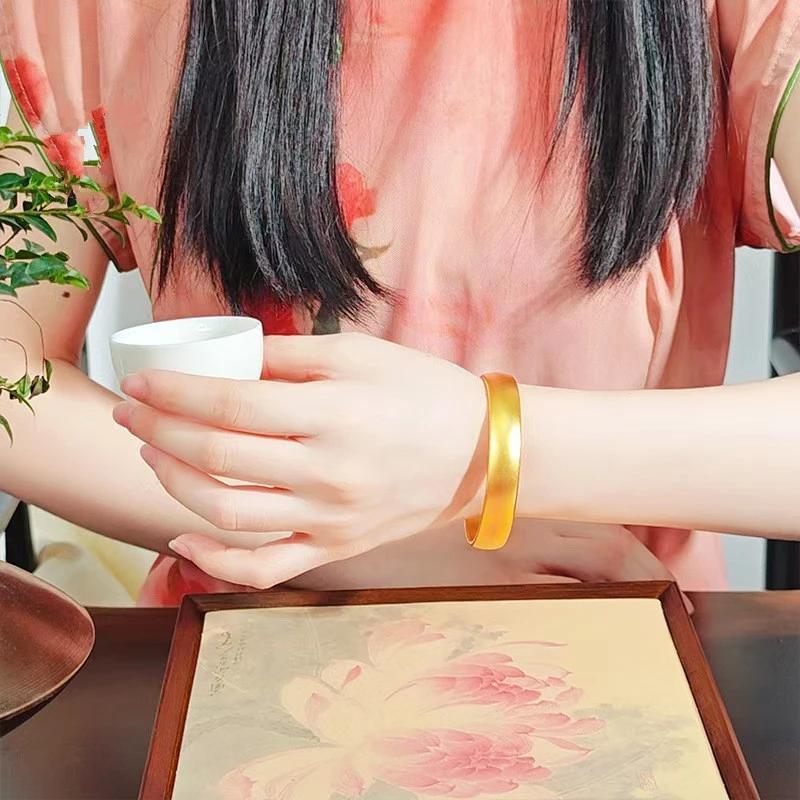 祥源昌 合金手镯 祥源昌 高级设计宽背轮胎手镯时尚磨砂素圈镯子